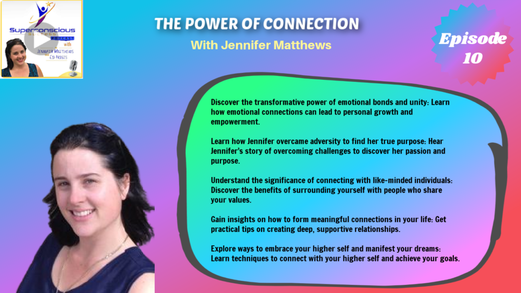 010 - Jennifer Matthews - The Power of Connection

Inspiring podcast episode
Spiritual growth tips
Emotional healing