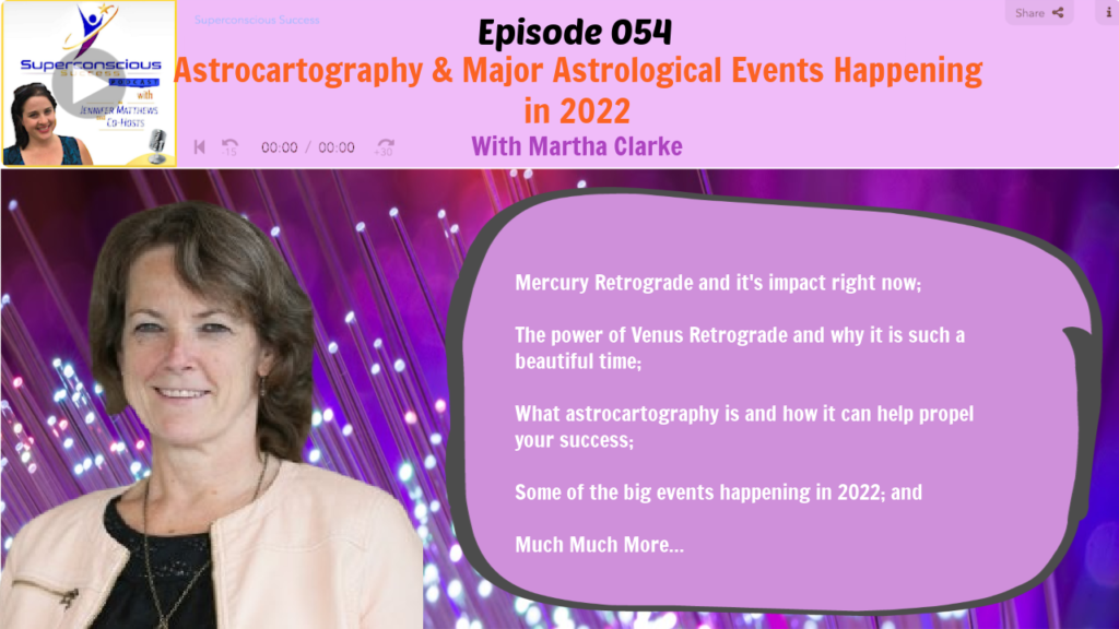054 - Martha Clarke - Astrocartography and Major Astrological Events Happening in 2022 - Astrology and Retrograde