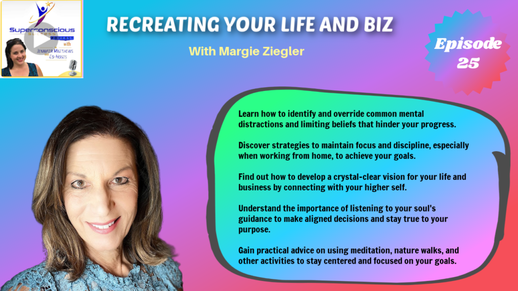 Margie Ziegler - Recreating Your Life and Biz

Personal growth
Soul guidance
Limiting beliefs