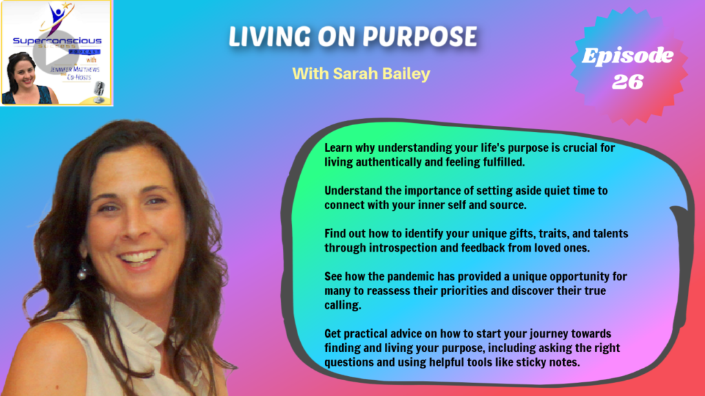 026 - Sarah Bailey - Living on Purpose

Life Purpose
Quiet Time
Discover Passions