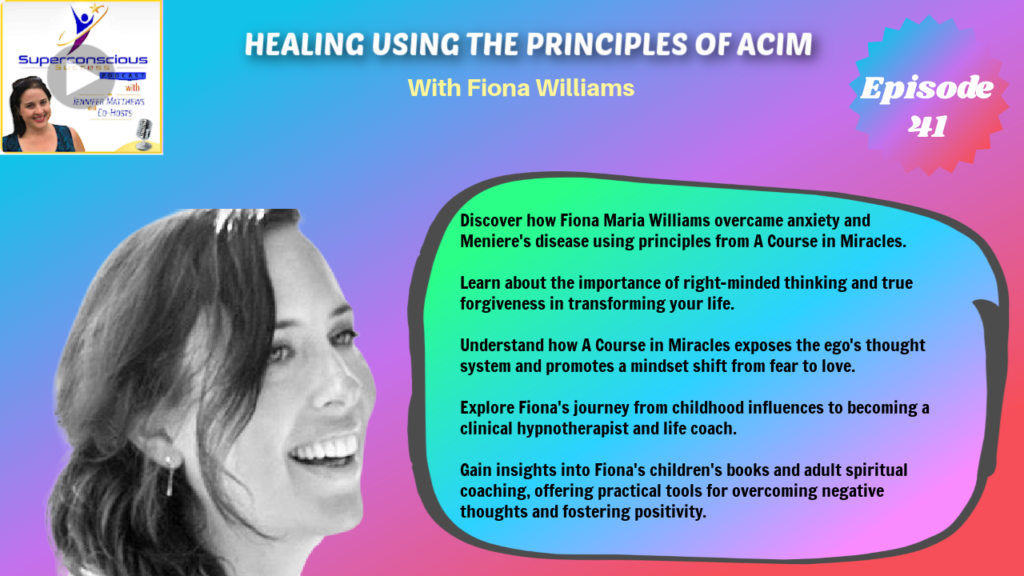 041 - Fiona Williams - Healing Using the Principles of ACIM

A Course in Miracles, spiritual teachings, and healing.